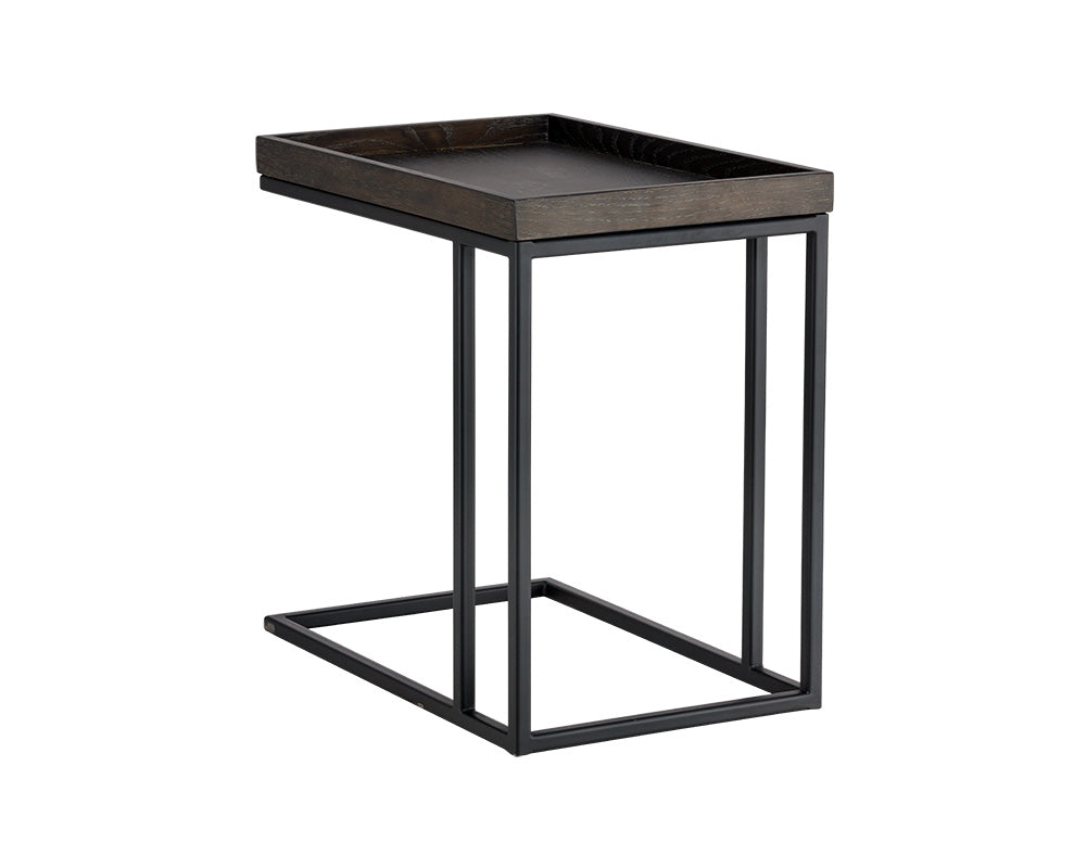 Sunpan Arden C-Shaped End Table - Black and Charcoal Grey/Gold and Raw Umber
