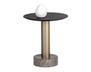 Sunpan Monaco End Table - Black - Light Grey Marble and Raw Umber/Charcoal Grey