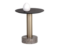 Sunpan Monaco End Table - Black - Light Grey Marble and Raw Umber/Charcoal Grey