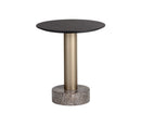 Sunpan Monaco End Table - Black - Light Grey Marble and Raw Umber/Charcoal Grey
