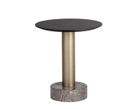 Sunpan Monaco End Table - Black - Light Grey Marble and Raw Umber/Charcoal Grey