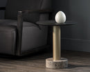 Sunpan Monaco End Table - Black - Light Grey Marble and Raw Umber/Charcoal Grey