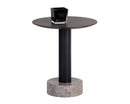 Sunpan Monaco End Table - Black - Light Grey Marble and Raw Umber/Charcoal Grey