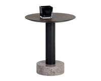 Sunpan Monaco End Table - Black - Light Grey Marble and Raw Umber/Charcoal Grey