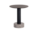 Sunpan Monaco End Table - Black - Light Grey Marble and Raw Umber/Charcoal Grey