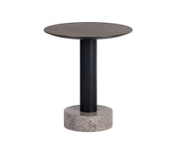 Sunpan Monaco End Table - Black - Light Grey Marble and Raw Umber/Charcoal Grey