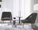 Sunpan Monaco End Table - Black - Light Grey Marble and Raw Umber/Charcoal Grey