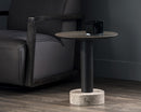 Sunpan Monaco End Table - Black - Light Grey Marble and Raw Umber/Charcoal Grey