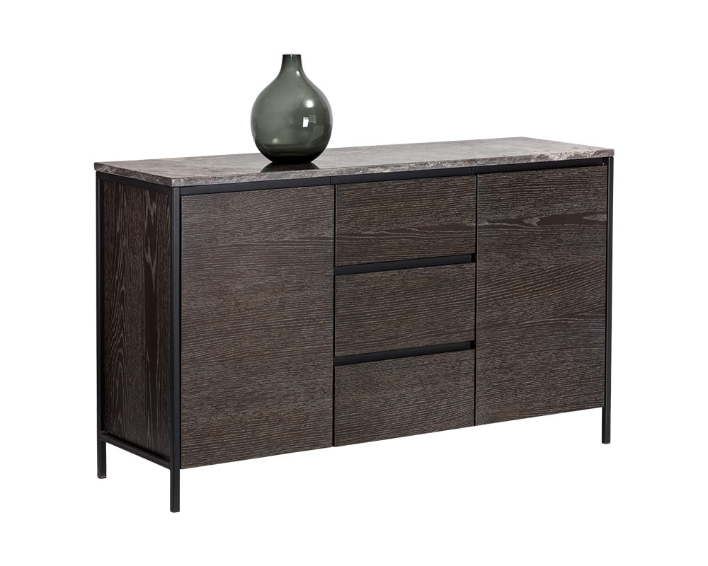 Sunpan Stamos Sideboard - Black - Light Grey Marble / Charcoal Grey