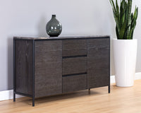 Sunpan Stamos Sideboard - Black - Light Grey Marble / Charcoal Grey
