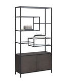 Sunpan Stamos Bookcase In Black And Charcoal Grey/Raw Umber
