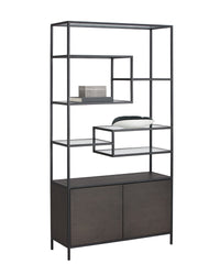 Sunpan Stamos Bookcase In Black And Charcoal Grey/Raw Umber