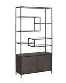 Sunpan Stamos Bookcase In Black And Charcoal Grey/Raw Umber