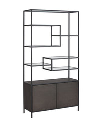 Sunpan Stamos Bookcase In Black And Charcoal Grey/Raw Umber