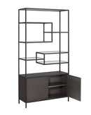 Sunpan Stamos Bookcase In Black And Charcoal Grey/Raw Umber