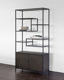 Sunpan Stamos Bookcase In Black And Charcoal Grey/Raw Umber