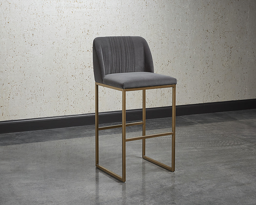 Sunpan Nevin Barstool - Polo Club Muslin/Sapphire Blue/Shadow Grey