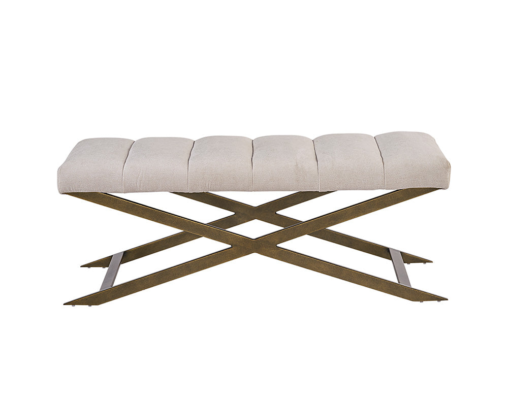 Sunpan Kammi Bench - Bravo Cream / Bravo Metal / Polo Club Kohl Grey / Polo Club Muslin
