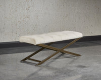 Sunpan Kammi Bench - Bravo Cream / Bravo Metal / Polo Club Kohl Grey / Polo Club Muslin