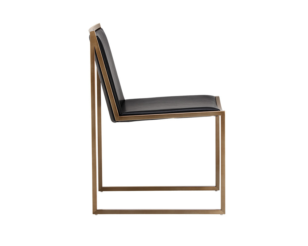 Sunpan Blair Dining Chair - Antique Brass and Cantina Black / Castillo Cream - Set of Two