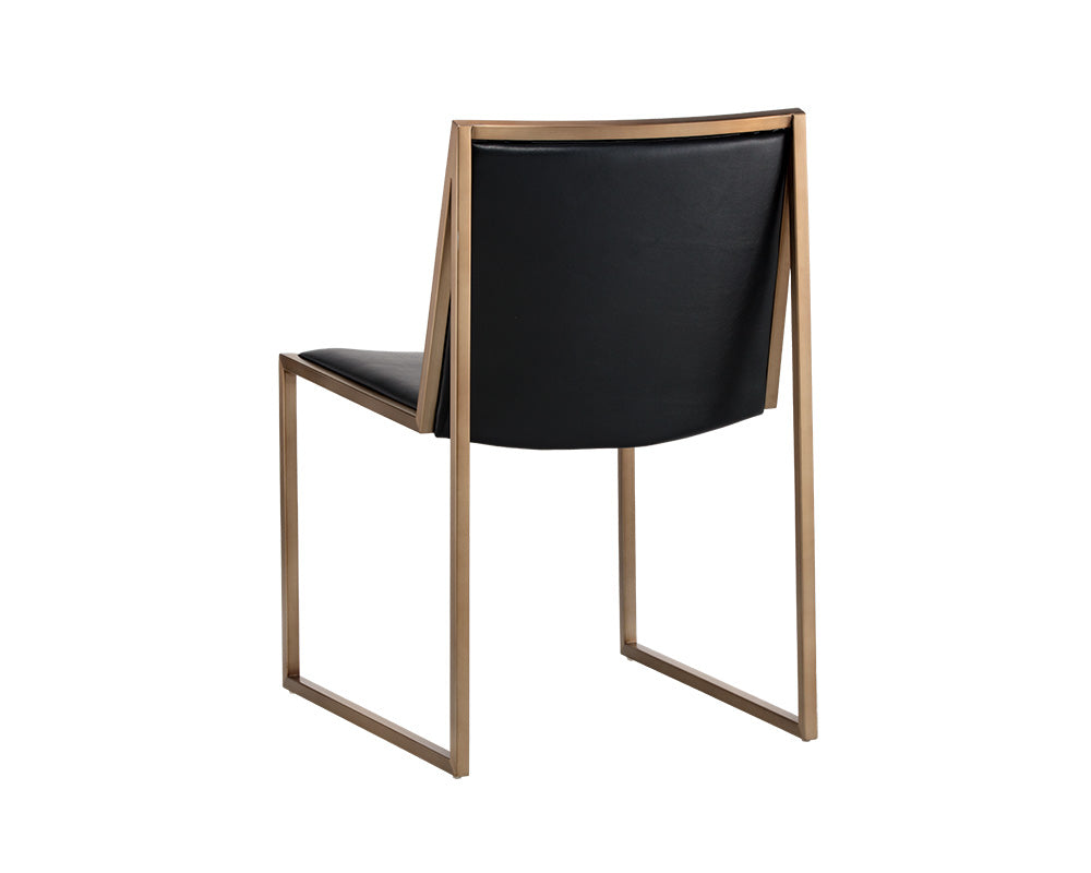 Sunpan Blair Dining Chair - Antique Brass and Cantina Black / Castillo Cream - Set of Two