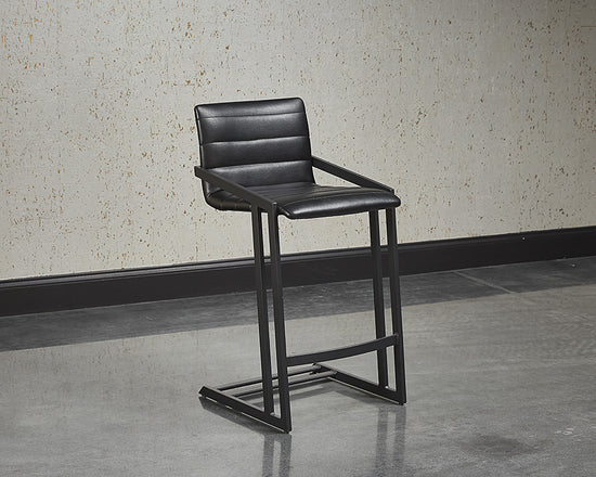 Sunpan Webber Counter Stool in Cantina Black/Saddle - Set of 2