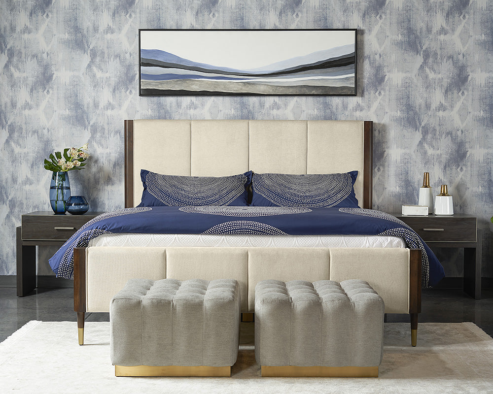 Sunpan Amira Ottoman - Polo Club Kohl Grey/Stone