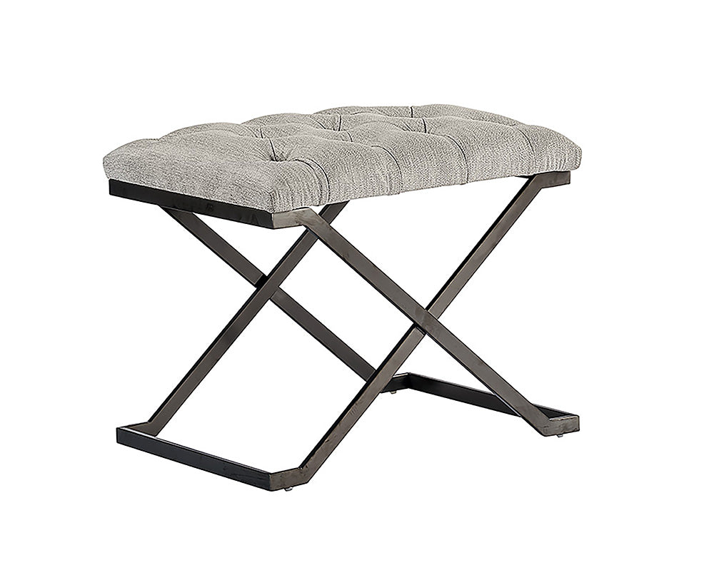 Sunpan Coral Ottoman - Gold and Abbington Black/Polo Club Kohl Grey or Gunmetal and Antonio Porcelain/Polo Club Stone
