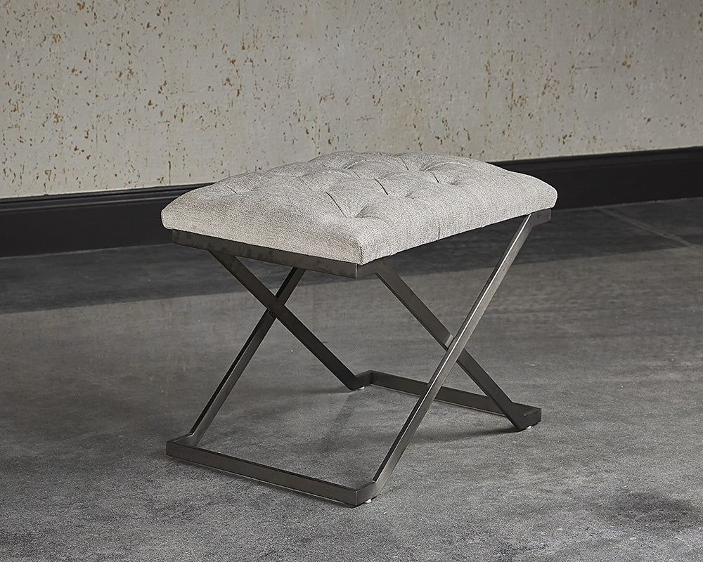 Sunpan Coral Ottoman - Gold and Abbington Black/Polo Club Kohl Grey or Gunmetal and Antonio Porcelain/Polo Club Stone
