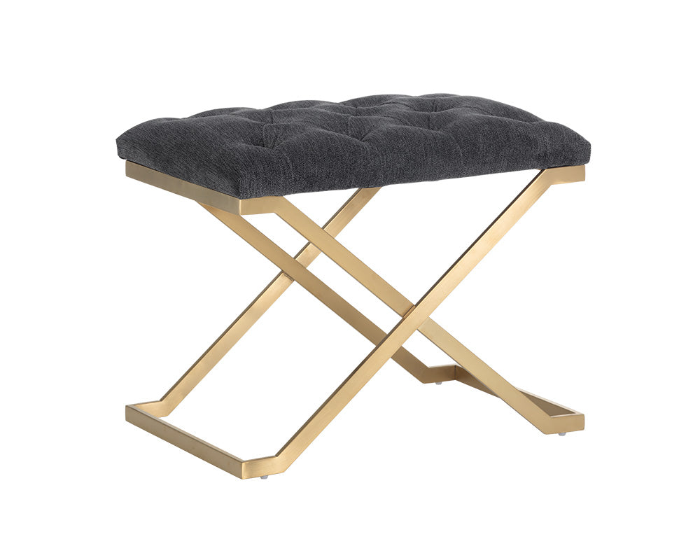 Sunpan Coral Ottoman - Gold and Abbington Black/Polo Club Kohl Grey or Gunmetal and Antonio Porcelain/Polo Club Stone