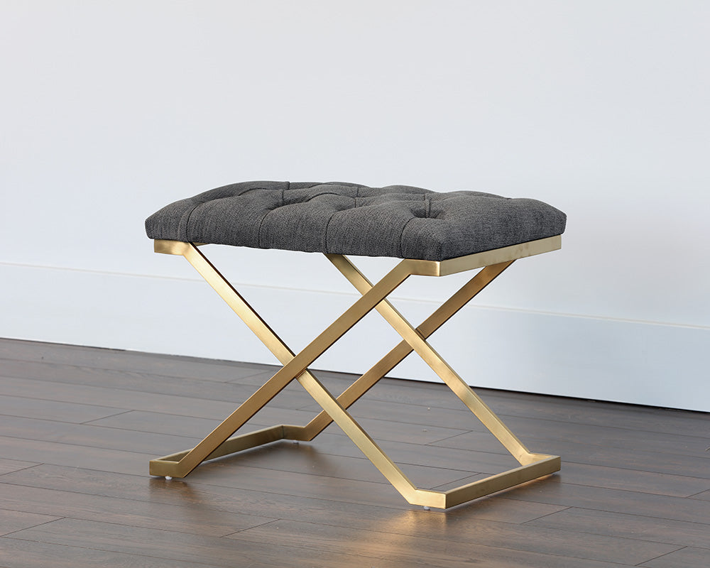 Sunpan Coral Ottoman - Gold and Abbington Black/Polo Club Kohl Grey or Gunmetal and Antonio Porcelain/Polo Club Stone