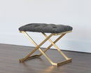 Sunpan Coral Ottoman - Gold and Abbington Black/Polo Club Kohl Grey or Gunmetal and Antonio Porcelain/Polo Club Stone