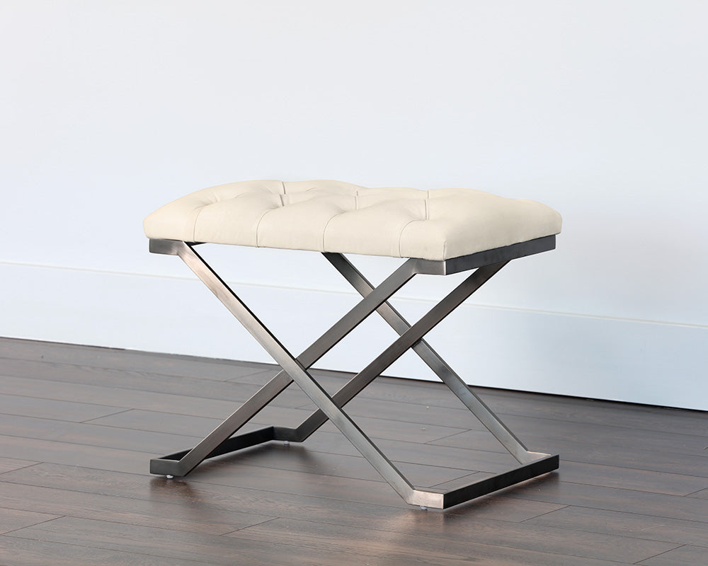 Sunpan Coral Ottoman - Gold and Abbington Black/Polo Club Kohl Grey or Gunmetal and Antonio Porcelain/Polo Club Stone