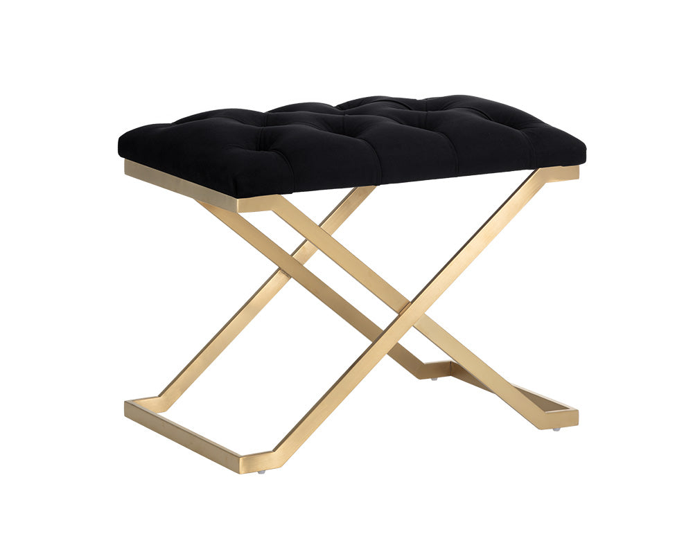 Sunpan Coral Ottoman - Gold and Abbington Black/Polo Club Kohl Grey or Gunmetal and Antonio Porcelain/Polo Club Stone