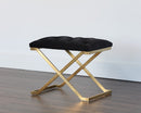 Sunpan Coral Ottoman - Gold and Abbington Black/Polo Club Kohl Grey or Gunmetal and Antonio Porcelain/Polo Club Stone