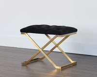 Sunpan Coral Ottoman - Gold and Abbington Black/Polo Club Kohl Grey or Gunmetal and Antonio Porcelain/Polo Club Stone