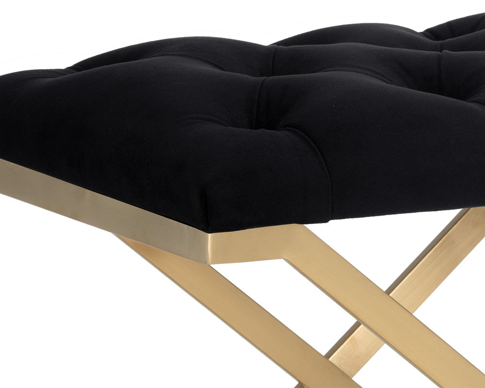 Sunpan Coral Ottoman - Gold and Abbington Black/Polo Club Kohl Grey or Gunmetal and Antonio Porcelain/Polo Club Stone