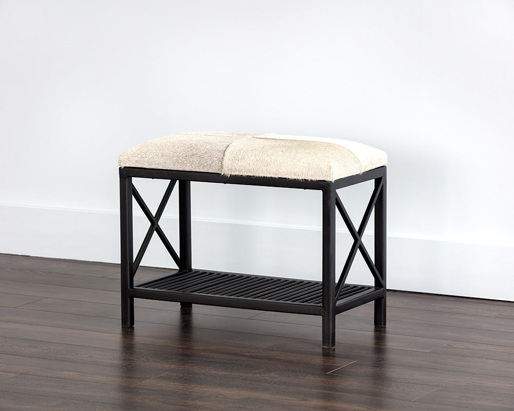 Sunpan Bria Bench - Antique Brass and Black/Black and Grey