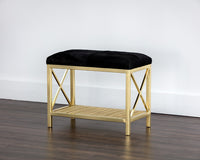 Sunpan Bria Bench - Antique Brass and Black/Black and Grey