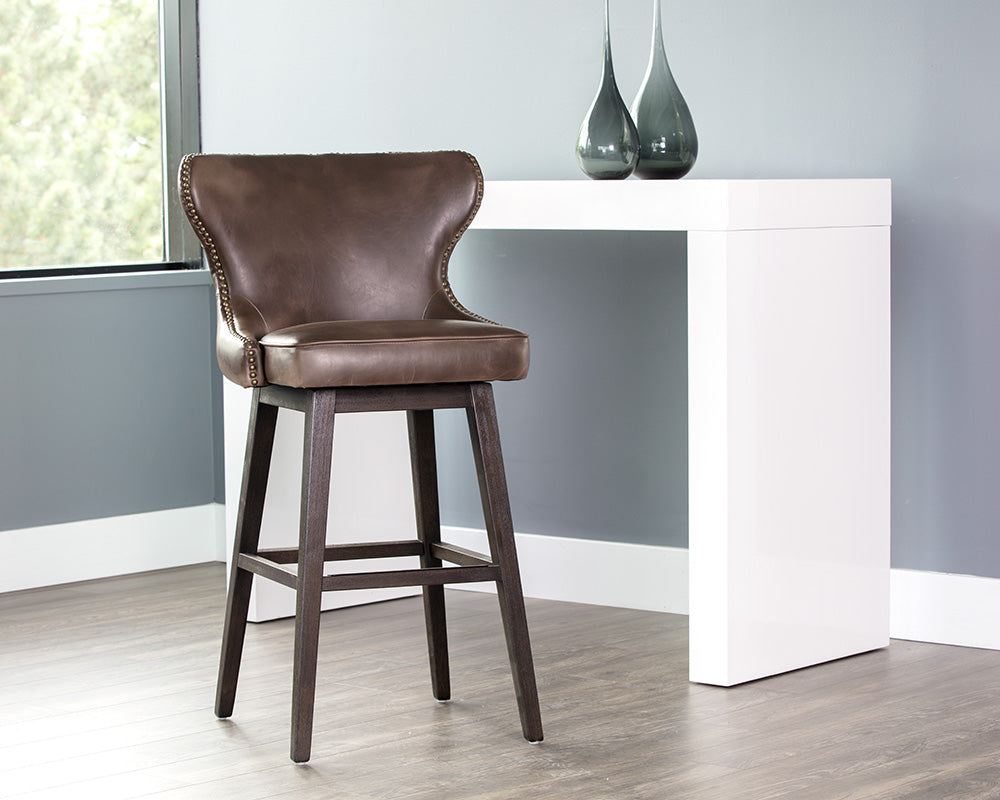 Sunpan Ariana Swivel Barstool - Havana Dark Brown/Overcast Grey