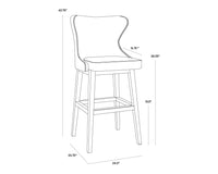 Sunpan Ariana Swivel Barstool - Havana Dark Brown/Overcast Grey