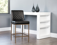 Sunpan Leighland Counter Stool - Castillo Cream / Coal Black / Havana Dark Brown / Overcast Grey / Light Grey