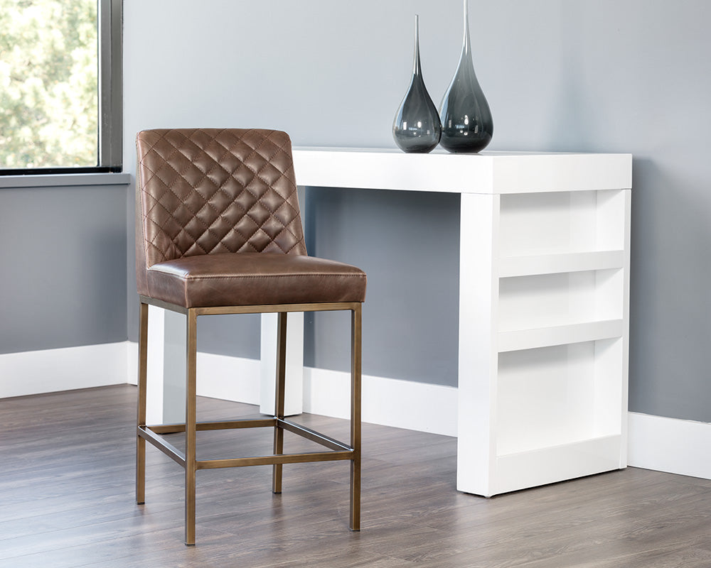 Sunpan Leighland Counter Stool - Castillo Cream / Coal Black / Havana Dark Brown / Overcast Grey / Light Grey