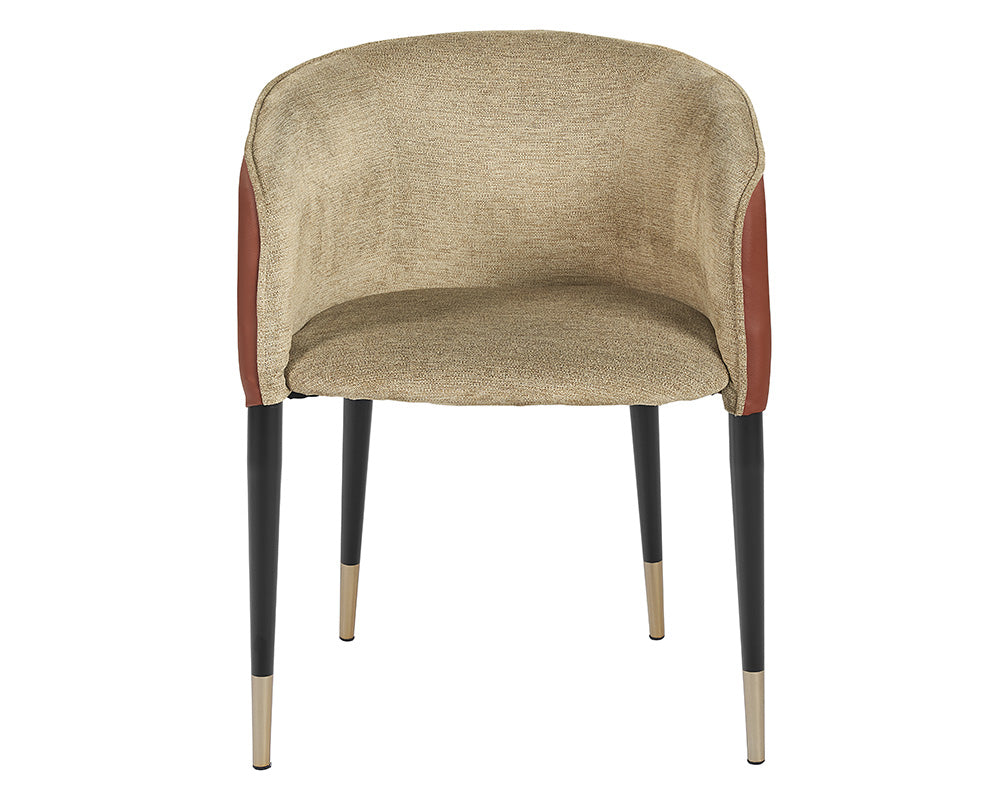 Sunpan Asher Dining Armchair - Polo Club Toast / Dillon Chili