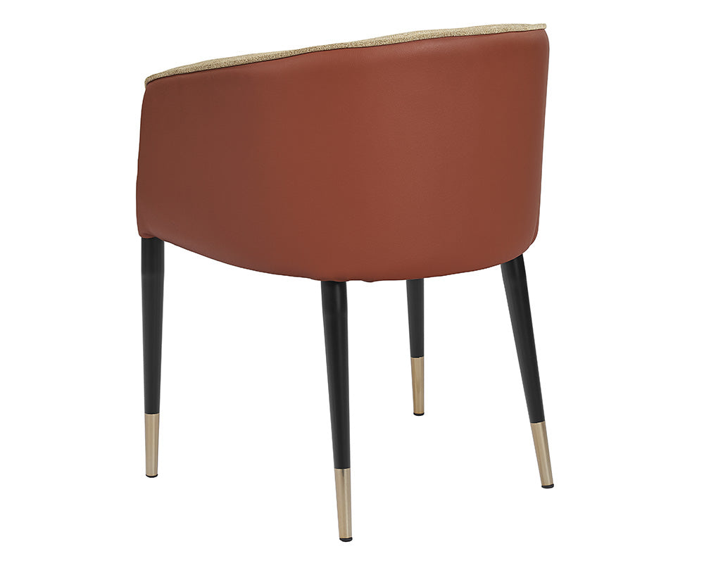 Sunpan Asher Dining Armchair - Polo Club Toast / Dillon Chili