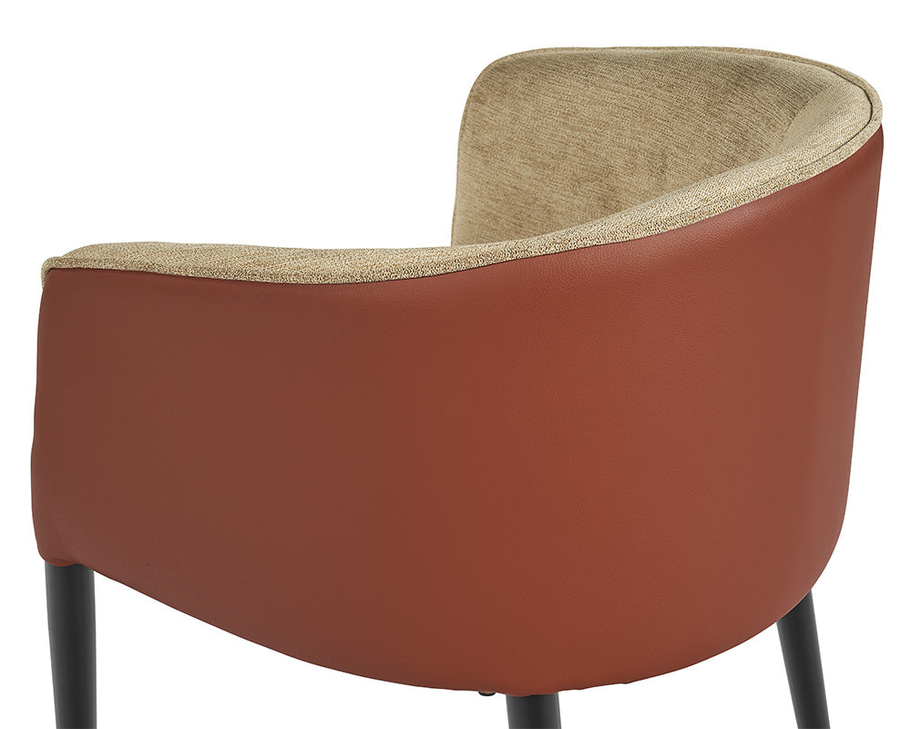 Sunpan Asher Dining Armchair - Polo Club Toast / Dillon Chili