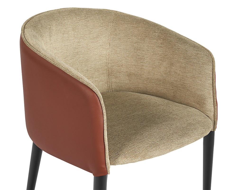 Sunpan Asher Dining Armchair - Polo Club Toast / Dillon Chili