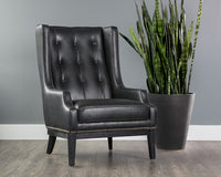 Sunpan Biblioteca Lounge Chair in Coal Black/Tobacco Tan