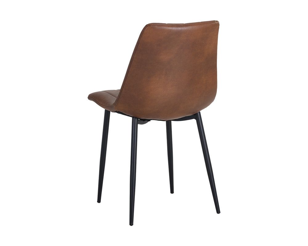 Sunpan Drew Dining Chair - Black - Bravo Cognac/Bravo Portabella/Light Grey - Set of Two