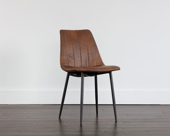 Sunpan Drew Dining Chair - Black - Bravo Cognac/Bravo Portabella/Light Grey - Set of Two